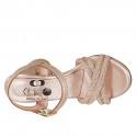 Sandalo da donna in pelle laminata rame con cinturino e strass tacco 7 - Misure disponibili: 34, 43