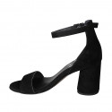 Escarpin ouvert pour femmes avec courroie en daim noir talon 7 - Pointures disponibles:  32, 33, 34, 43