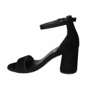 Woman's open shoe with strap in black suede heel 7 - Available sizes:  32, 33, 34, 43