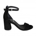 Escarpin ouvert pour femmes avec courroie en daim noir talon 7 - Pointures disponibles:  32, 33, 34, 43