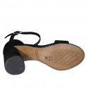 Zapato abierto para mujer con cinturon en gamuza negra tacon 7 - Tallas disponibles:  32, 33, 34, 43