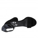 Escarpin ouvert pour femmes avec courroie en daim noir talon 7 - Pointures disponibles:  43