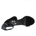 Zapato abierto para mujer con cinturon en gamuza negra tacon 7 - Tallas disponibles:  32, 33, 34, 43