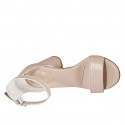 Woman's open shoe with strap in light rose leather heel 7 - Available sizes:  33, 34, 42, 43, 44, 45