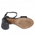 Zapato abierto para mujer con cinturon al tobillo en piel negra tacon 7 - Tallas disponibles:  32, 34, 42, 43