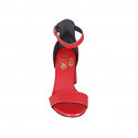 Woman's open shoe with ankle strap in red leather heel 7 - Available sizes:  32, 34