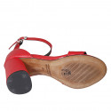 Woman's open shoe with ankle strap in red leather heel 7 - Available sizes:  32, 33, 34