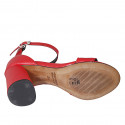 Woman's open shoe with ankle strap in red leather heel 7 - Available sizes:  32, 34