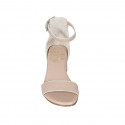 Woman's open shoe with strap in light rose leather heel 5 - Available sizes:  32, 33, 34