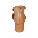 Woman's open shoe with strap in cognac brown leather heel 5 - Available sizes:  32, 44