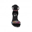 Woman's open shoe with strap in multicolored mosaic printed suede heel 5 - Available sizes:  32, 33, 34