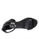 Woman's open shoe in black leather with strap heel 5 - Available sizes:  32, 33, 34