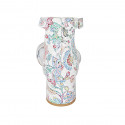 Woman's open shoe with strap in multicolor printed white leather heel 5 - Available sizes:  33