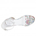 Woman's open shoe with strap in multicolor printed white leather heel 5 - Available sizes:  33