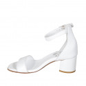 Woman's open shoe with ankle strap in white leather heel 5 - Available sizes:  32, 33, 34