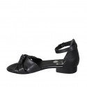 Chaussure ouverte pour femmes avec courroie et nœud en cuir noir talon 2 - Pointures disponibles:  32, 33, 34, 44