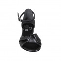 Zapato abierto para mujer con cinturon y nudo en piel negra tacon 2 - Tallas disponibles:  32, 33, 34, 44
