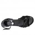 Chaussure ouverte pour femmes avec courroie et nœud en cuir noir talon 2 - Pointures disponibles:  32, 34