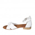Zapato abierto para mujer con cinturon y nudo en piel blanca tacon 2 - Tallas disponibles:  32, 33, 34, 43, 44