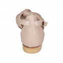 Woman's open shoe with strap and knot in light rose leather heel 2 - Available sizes:  32, 33, 42, 43, 44
