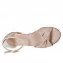 Woman's open shoe with strap and knot in light rose leather heel 2 - Available sizes:  32, 33, 34, 42, 43, 44