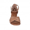 Zapato abierto con cinturon en piel brun claro tacon 2 - Tallas disponibles:  32, 33, 34, 42, 43, 44, 45