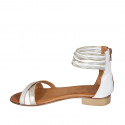 Woman's straps sandal with zipper in white leather and silber and platinum laminated leather heel 2 - Available sizes:  32, 33, 34, 43, 44