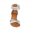 Sandale pour femmes avec fermeture éclair en cuir blanc et cuir lamé argent et platine talon 2 - Pointures disponibles:  32, 33, 34, 42, 43, 44