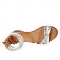 Woman's straps sandal with zipper in white leather and silber and platinum laminated leather heel 2 - Available sizes:  32, 33, 34, 42, 43, 44