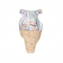 Woman's open shoe with strap and platform in multicolored printed silver leather wedge heel 9 - Available sizes:  32, 34