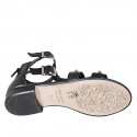 Scarpa aperta da donna con cerniera, fibbie e borchie in pelle nera tacco 2 - Misure disponibili: 32, 33, 34