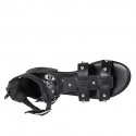 Woman's open shoe with zipper, buckles and studs in black leather heel 2 - Available sizes:  32, 33, 34, 42, 43, 45