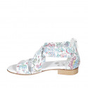 Woman's open shoe with zipper in white multicolored printed leather heel 2 - Available sizes:  32, 33, 34, 42, 43, 44, 45