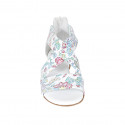Woman's open shoe with zipper in white multicolored printed leather heel 2 - Available sizes:  32, 33, 34, 42, 43, 44, 45