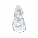Woman's open shoe with zipper in white multicolored printed leather heel 2 - Available sizes:  32, 33, 42, 43, 44, 45