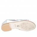 Woman's open shoe with zipper in white multicolored printed leather heel 2 - Available sizes:  32, 33, 42, 43, 44, 45