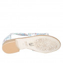 Woman's open shoe with zipper in white multicolored printed leather heel 2 - Available sizes:  32, 33, 34, 42, 43, 44, 45