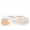 Zapato abierto para mujer en piel blanca imprimida multicolor con cremallera tacon 2 - Tallas disponibles:  32, 33, 34, 42, 43, 44, 45