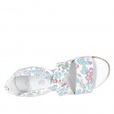 Woman's open shoe with zipper in white multicolored printed leather heel 2 - Available sizes:  32, 33, 42, 43, 44, 45