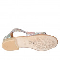 Zapato abierto para mujer en piel plateada imprimida multicolor con cremallera tacon 2 - Tallas disponibles:  32, 42, 44