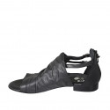 Chaussure ouverte pour femmes en cuir et cuir perforé noir avec fermeture éclair et boucles talon 2 - Pointures disponibles:  32, 33, 34, 43