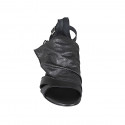 Chaussure ouverte pour femmes en cuir et cuir perforé noir avec fermeture éclair et boucles talon 2 - Pointures disponibles:  32, 33, 34, 43
