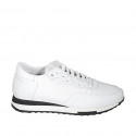 Woman's laced shoe in white leather with removable insole wedge heel 3 - Available sizes:  43, 44, 45