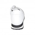 Chaussure pour femmes à lacets avec semelle amovible en cuir blanc talon compensé 3 - Pointures disponibles:  43, 44