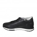 Woman's laced shoe with removable insole in black leather heel 3 - Available sizes:  42