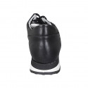 Woman's laced shoe with removable insole in black leather heel 3 - Available sizes:  42, 44, 45