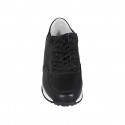Chaussure à lacets avec semelle amovible pour femmes en cuir noir talon compensé 3 - Pointures disponibles:  42, 44, 45