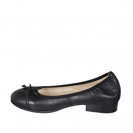 Ballerina da donna con puntale e fiocco in pelle nera tacco 2 - Misure disponibili: 32 2
