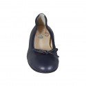 Ballerine avec bout droit et noeud pour femmes en cuir bleu talon 2 - Pointures disponibles:  32