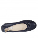 Woman's ballerina shoe with captoe and bow in blue leather heel 2 - Available sizes:  32, 42, 43, 44, 45